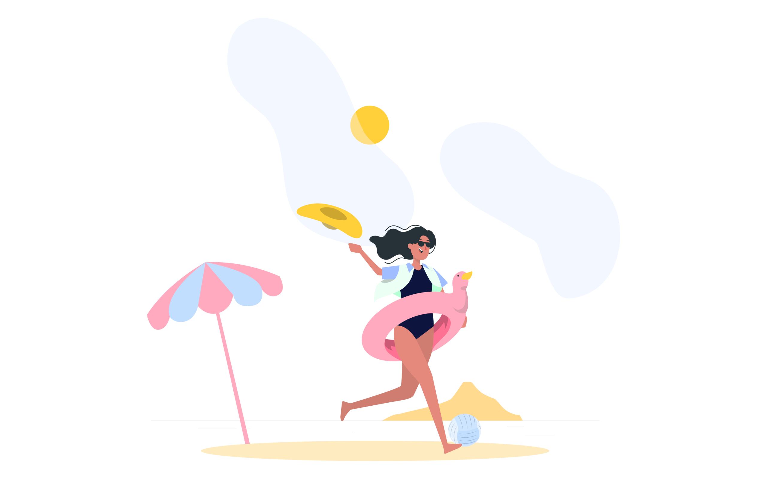 Illustration d'une femme qui va se baigner avec une bouée